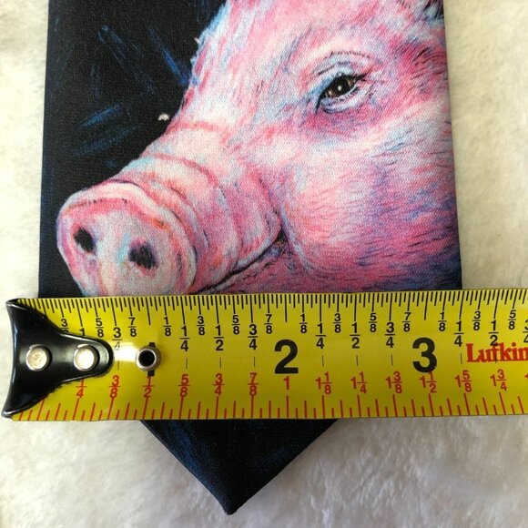 Ralph Marlin Blaine Heilman Vintage 1989 Black & Pink Pig Tie - Picture 5 of 6